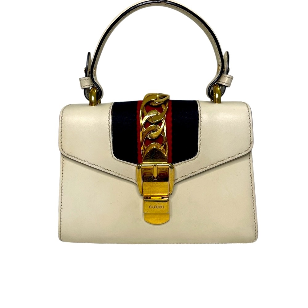 Gucci Sylvie White and Gold Mini Bag with Elegant Gold Hardware